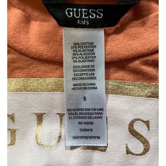 GUESS Girl’s Gold Glitter Stretchy Short Sleeve Tee Shirt Dress Size 5 - Picture 4 of 4